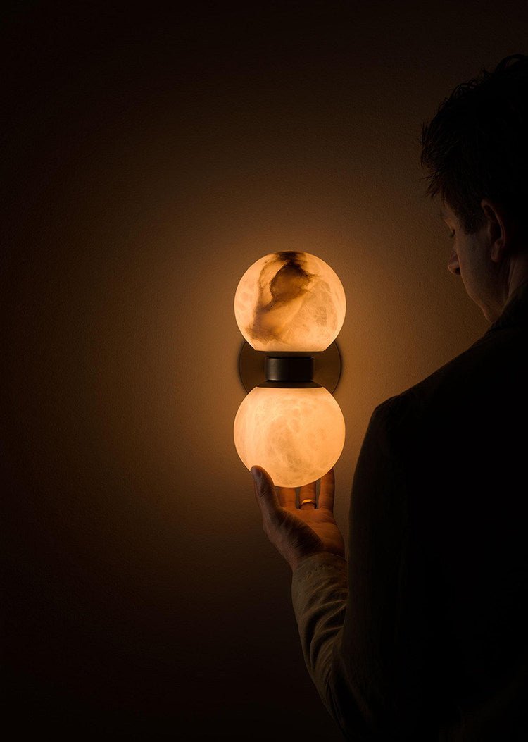 Alabaster Celestia Orb Wall Light, Hardwired Wall Sconce, detail 12