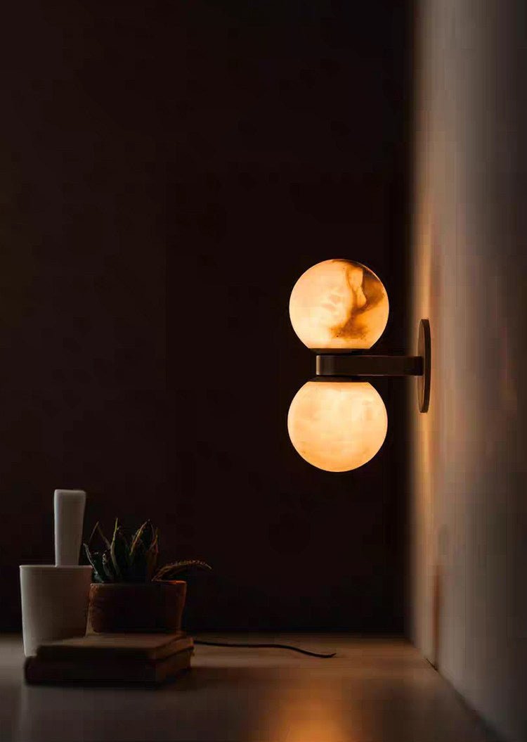 Alabaster Celestia Orb Wall Light, Hardwired Wall Sconce, detail 7