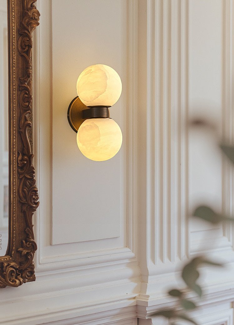 Alabaster Celestia Orb Wall Light, Hardwired Wall Sconce, detail 6