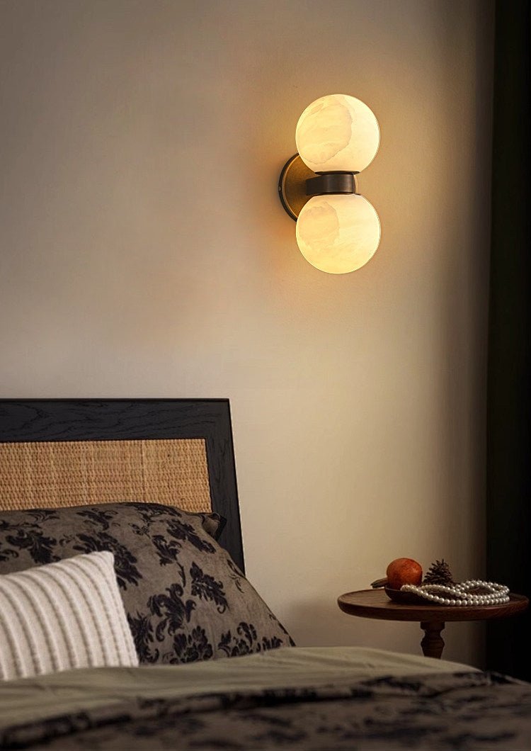 Alabaster Celestia Orb Wall Light, Hardwired Wall Sconce, detail 8