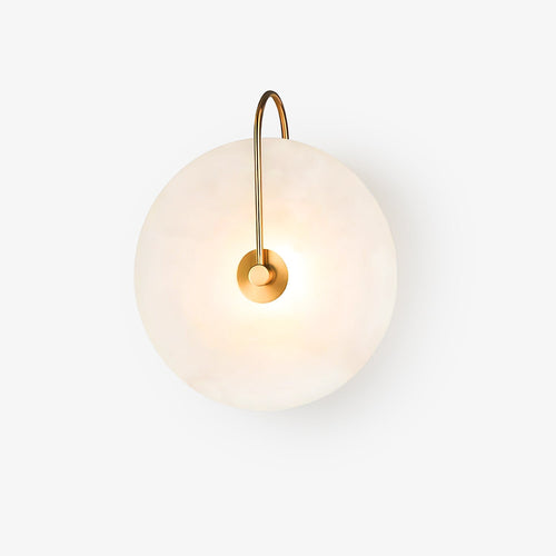 Alabaster LED Wall Light, Hardwired Wall Sconce, Metal, Dia 15cm Set of 2