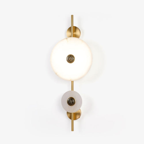 Alabaster Eclipse Wall Light, Hardwired Wall Sconce, Brass, Dia 30cm x H 46cm