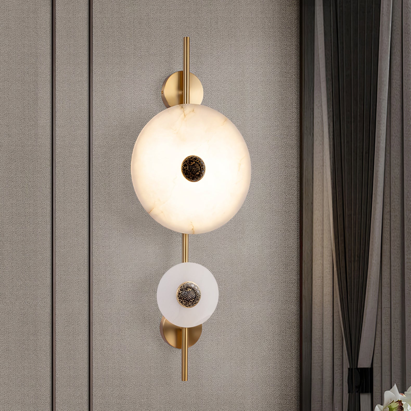 Alabaster Eclipse Wall Light, Hardwired Wall Sconce, detail 7