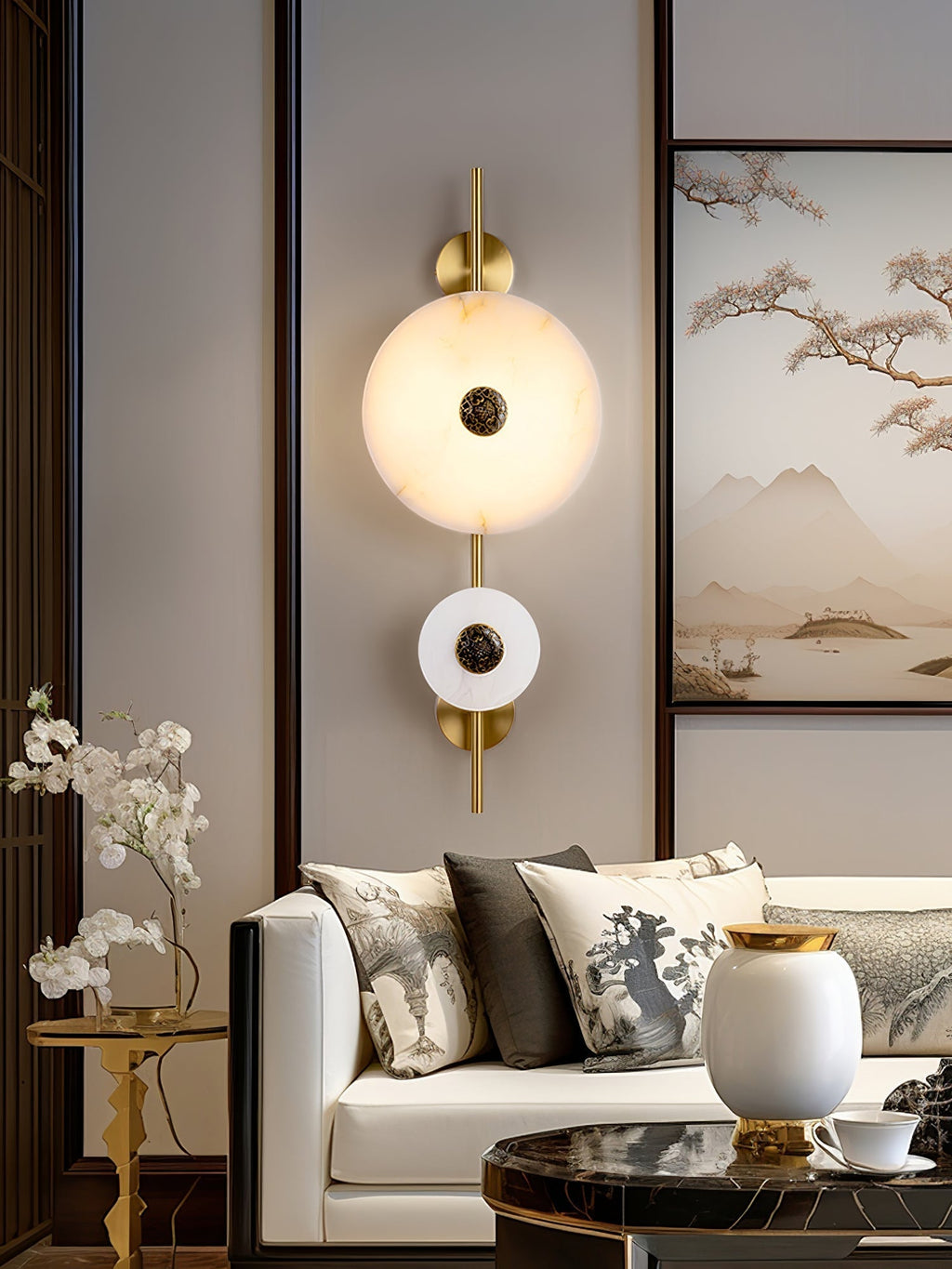 Alabaster Eclipse Wall Light, Hardwired Wall Sconce, detail 18