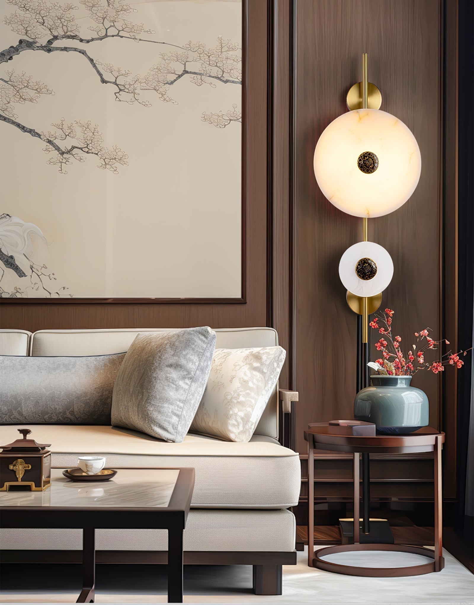 Alabaster Eclipse Wall Light, Hardwired Wall Sconce, detail 20