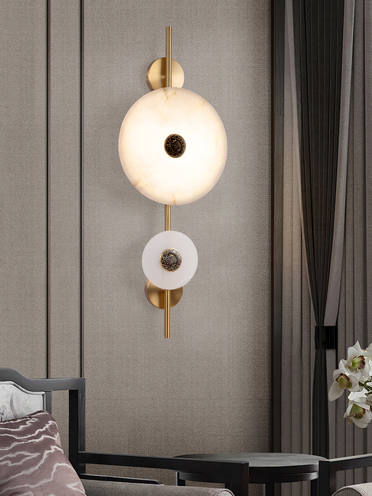 Alabaster Eclipse Wall Light, Hardwired Wall Sconce, detail 21