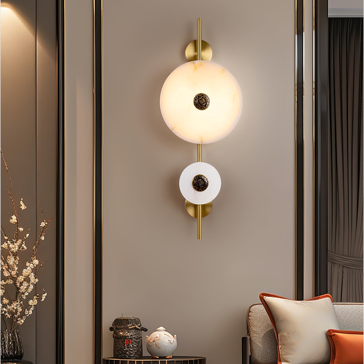 Alabaster Eclipse Wall Light, Hardwired Wall Sconce, detail 8