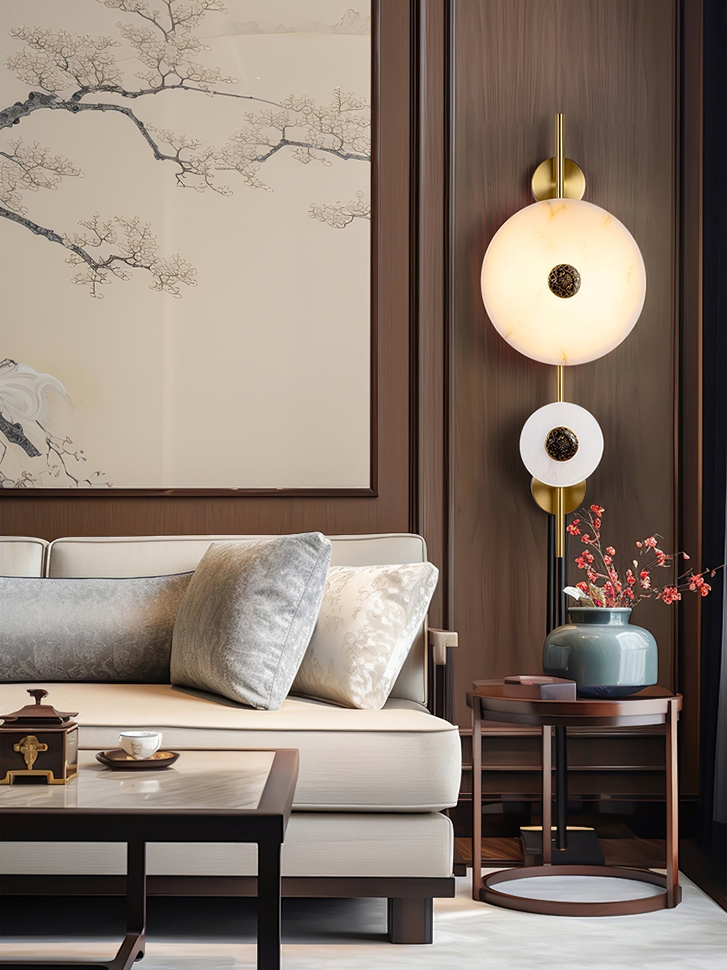 Alabaster Eclipse Wall Light, Hardwired Wall Sconce, detail 10