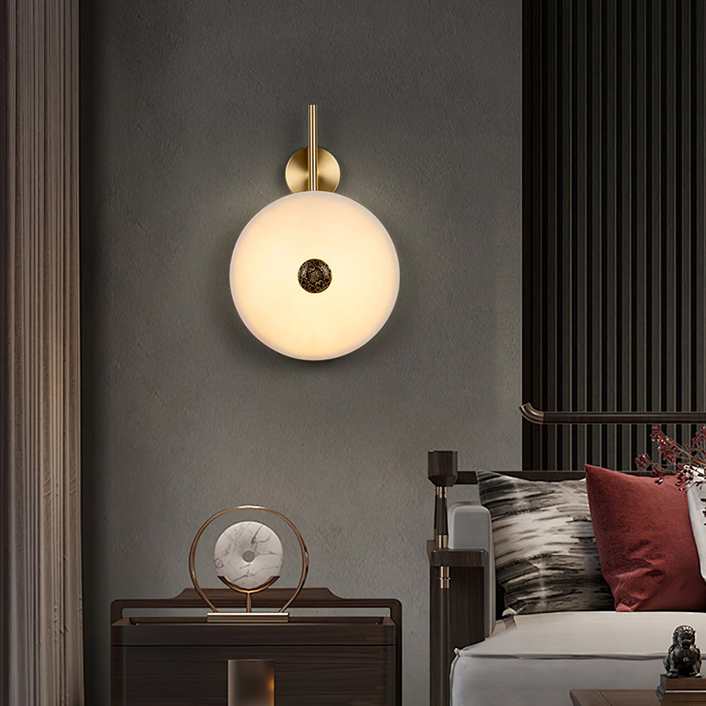 Alabaster Eclipse Wall Light, Hardwired Wall Sconce, detail 2