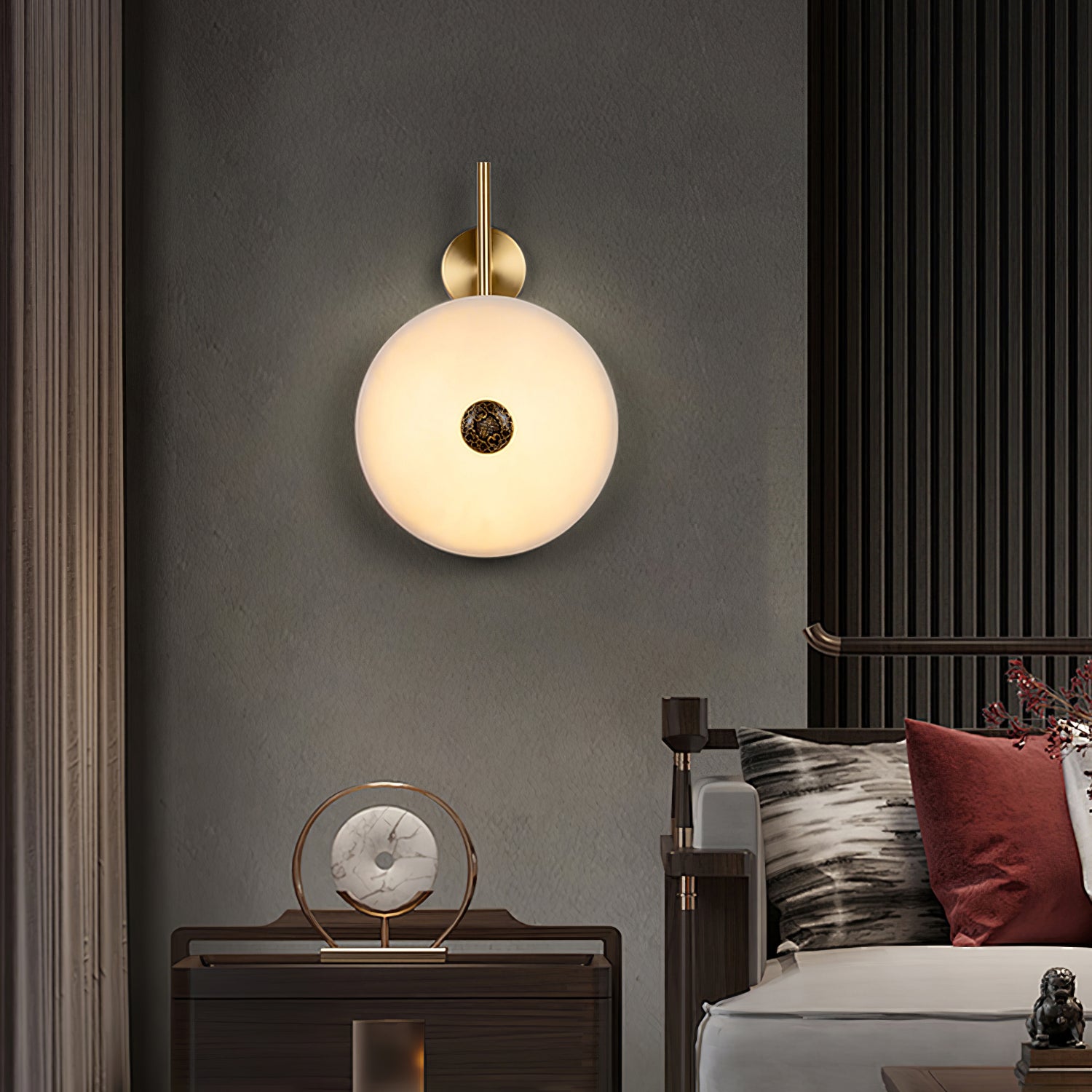 Alabaster Eclipse Wall Light, Hardwired Wall Sconce, detail 2