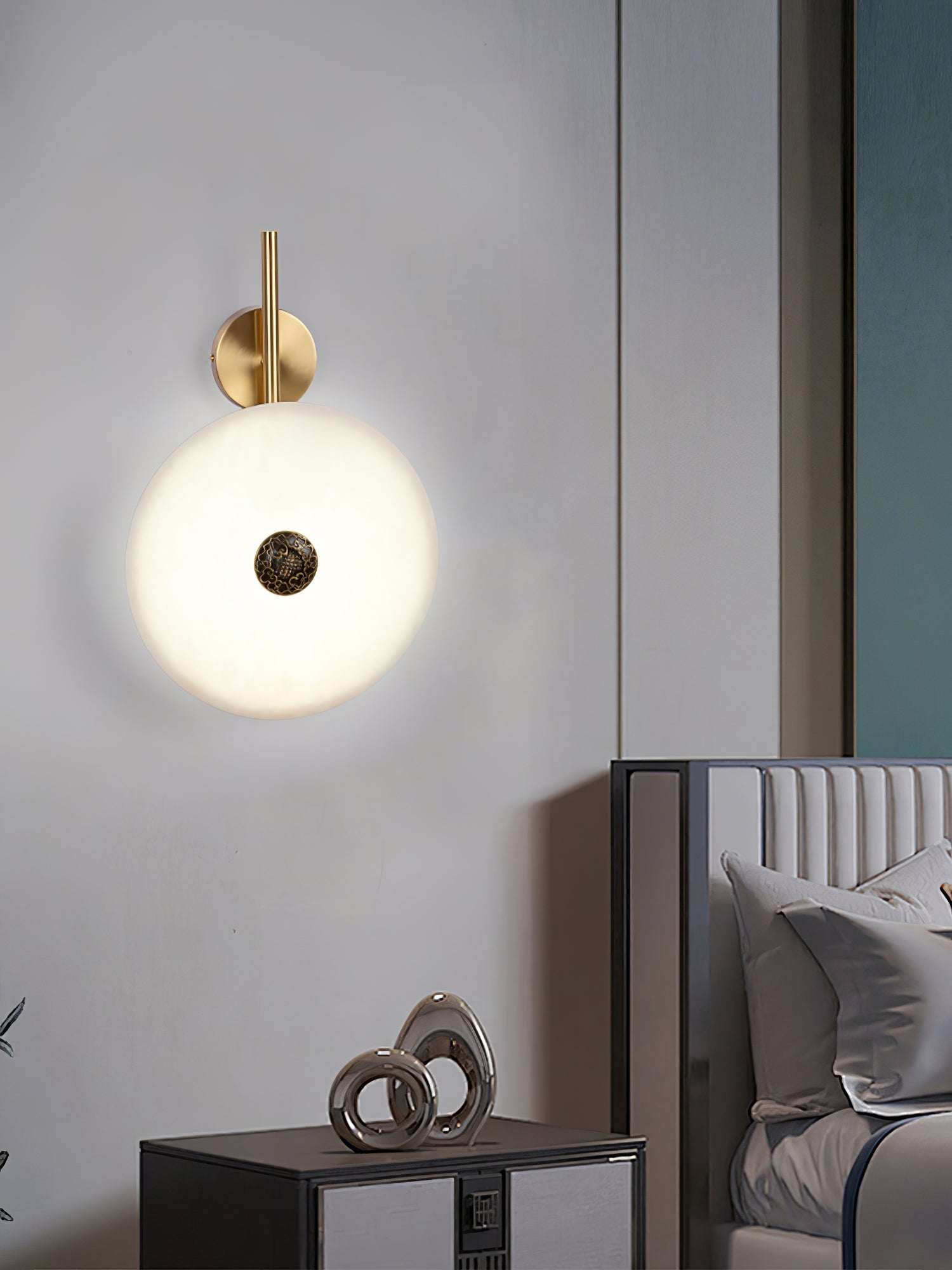 Alabaster Eclipse Wall Light, Hardwired Wall Sconce, detail 14