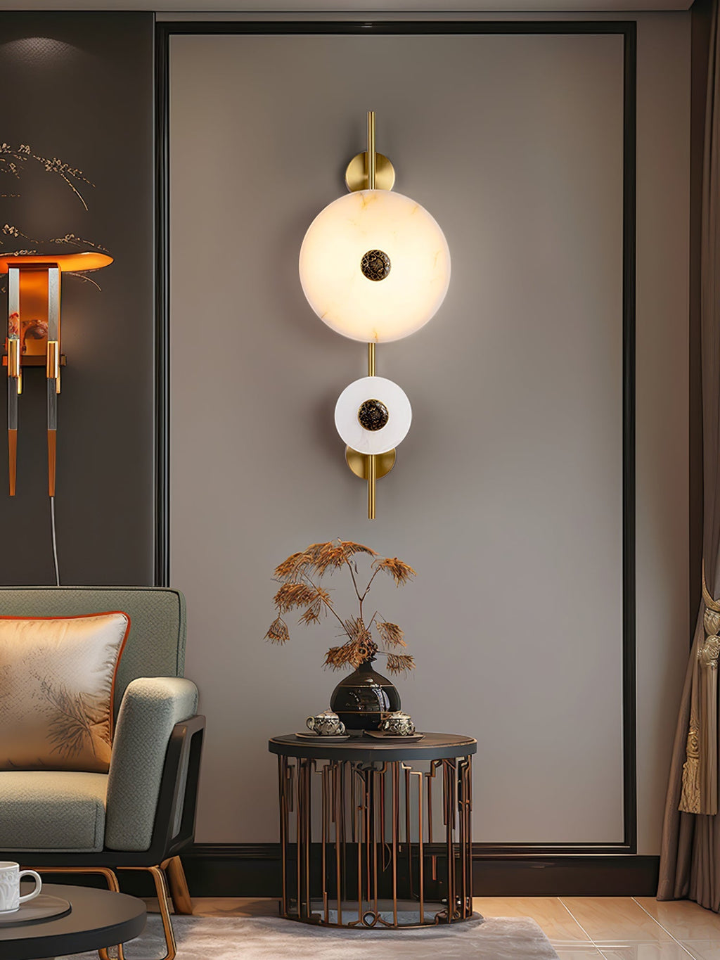 Alabaster Eclipse Wall Light, Hardwired Wall Sconce, detail 15
