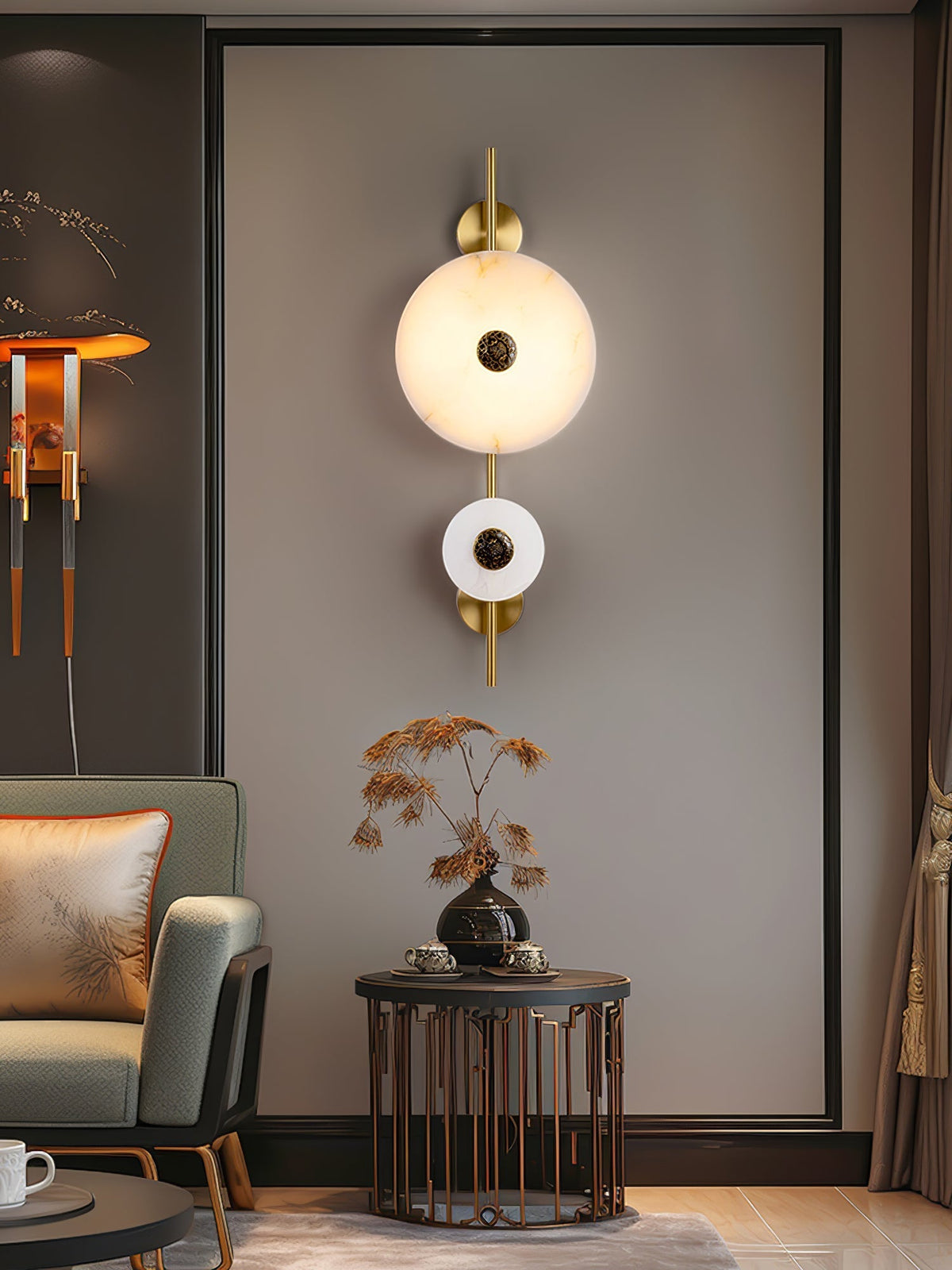 Alabaster Eclipse Wall Light, Hardwired Wall Sconce, detail 15