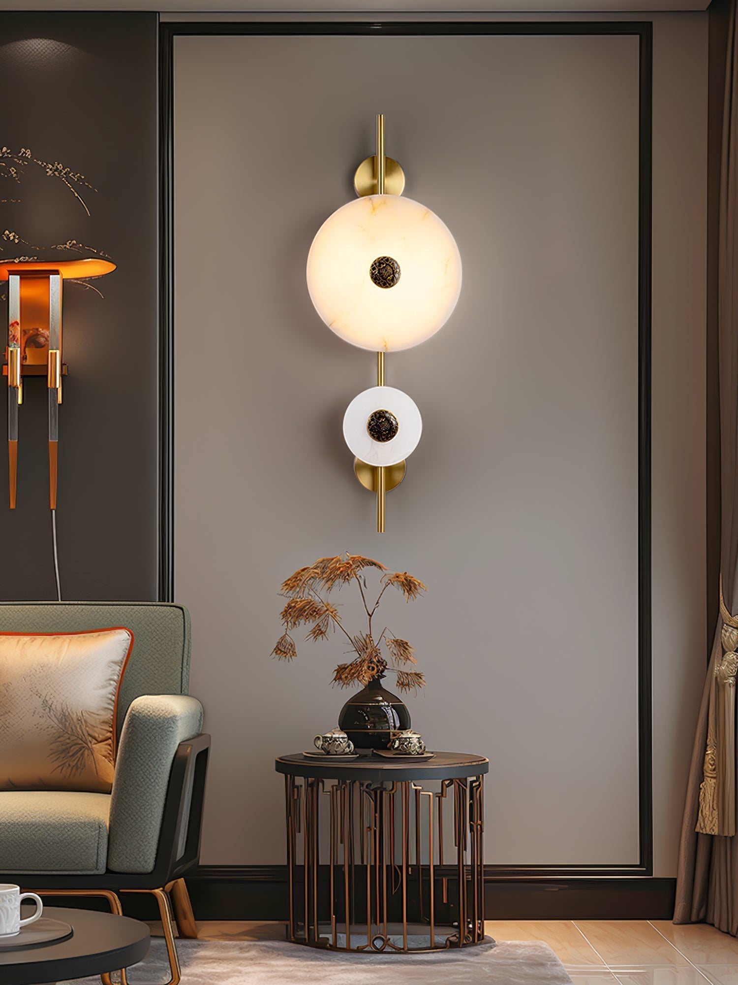 Alabaster Eclipse Wall Light, Hardwired Wall Sconce, detail 15