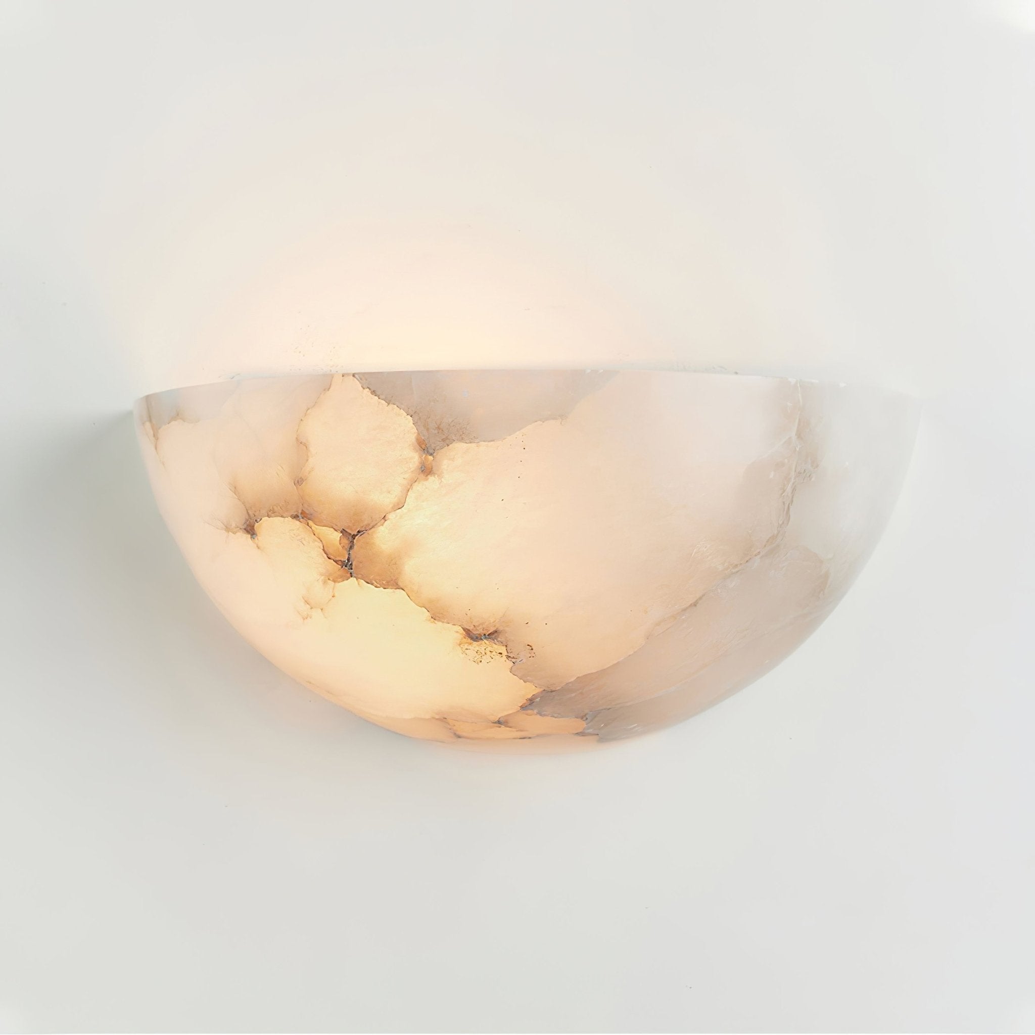 Alabaster Half-Moon Wall Light, Hardwired Wall Sconce, detail 2