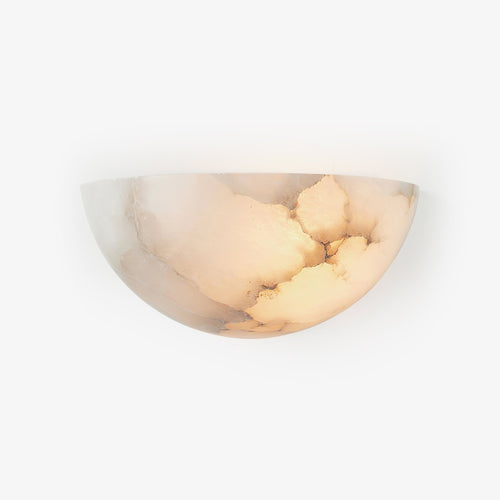 Alabaster Half-Moon Wall Light, Hardwired Wall Sconce, Metal, Dia 32cm x H 16.5cm