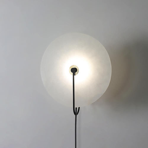 Alabaster Plug-In LED Wall Light, Plug-In Wall Sconce, Metal, Dia 15cm