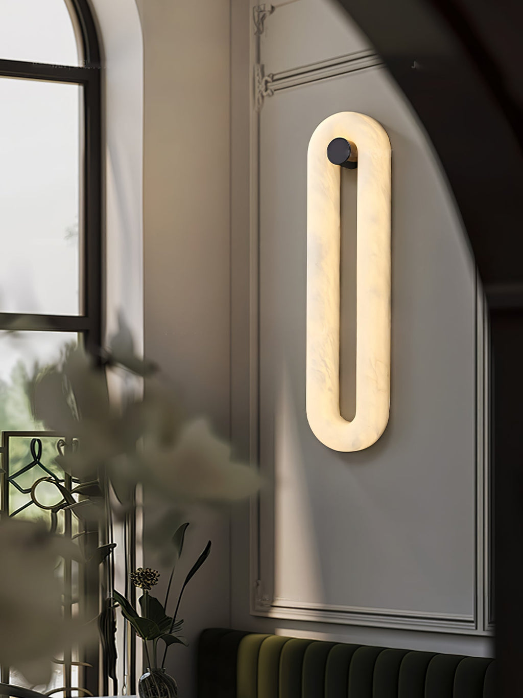 Alabaster Loop Wall Light, Hardwired Wall Sconce, detail 3