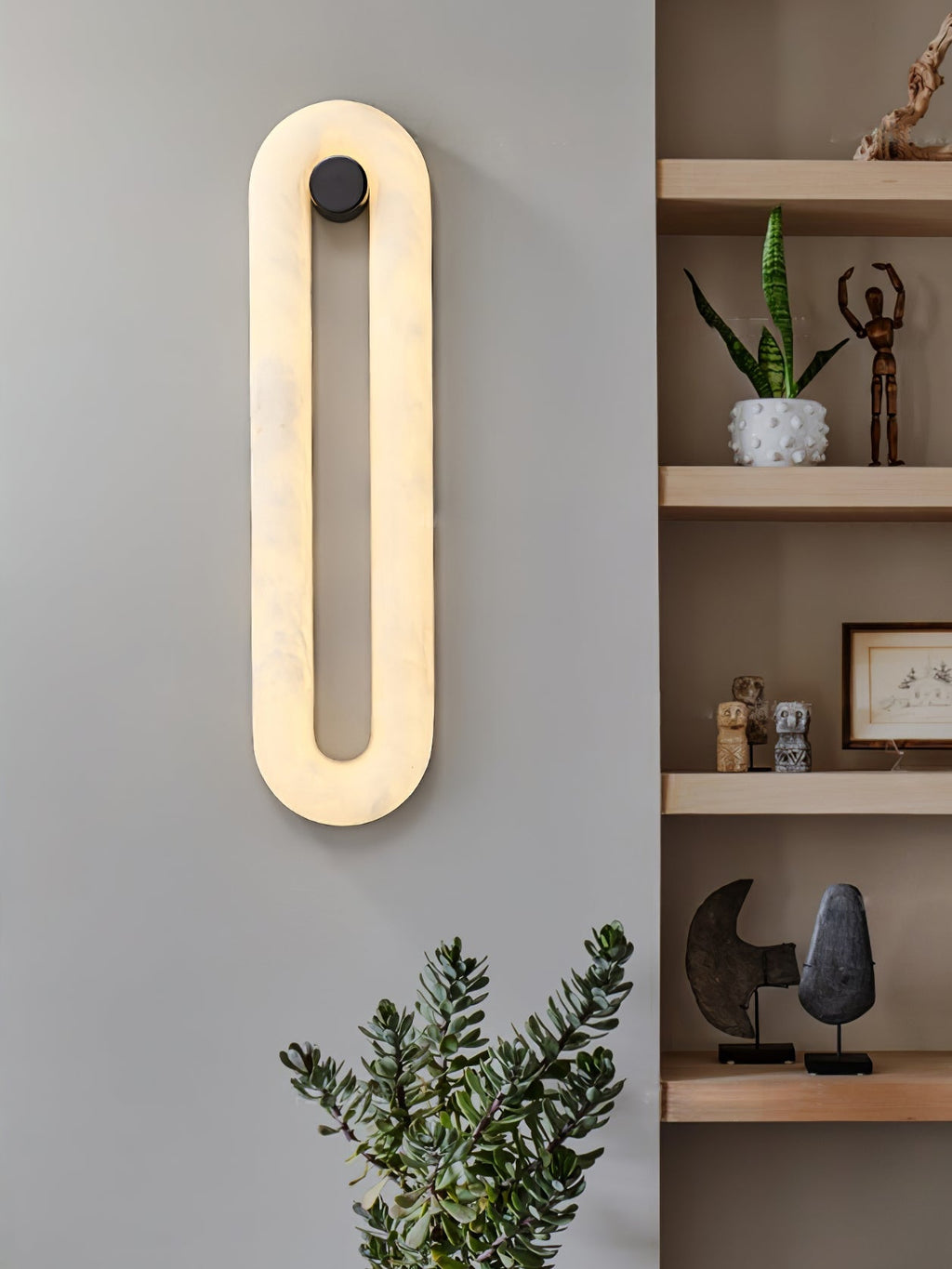 Alabaster Loop Wall Light, Hardwired Wall Sconce, detail 5