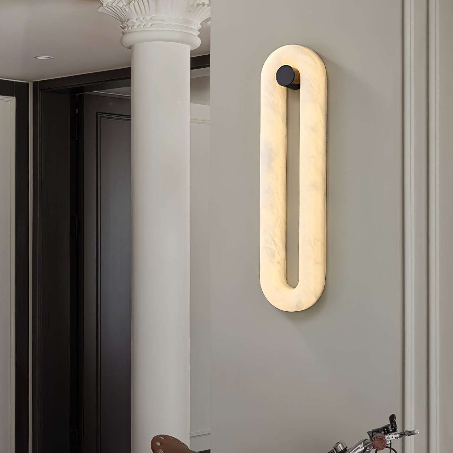 Alabaster Loop Wall Light, Hardwired Wall Sconce, detail 4