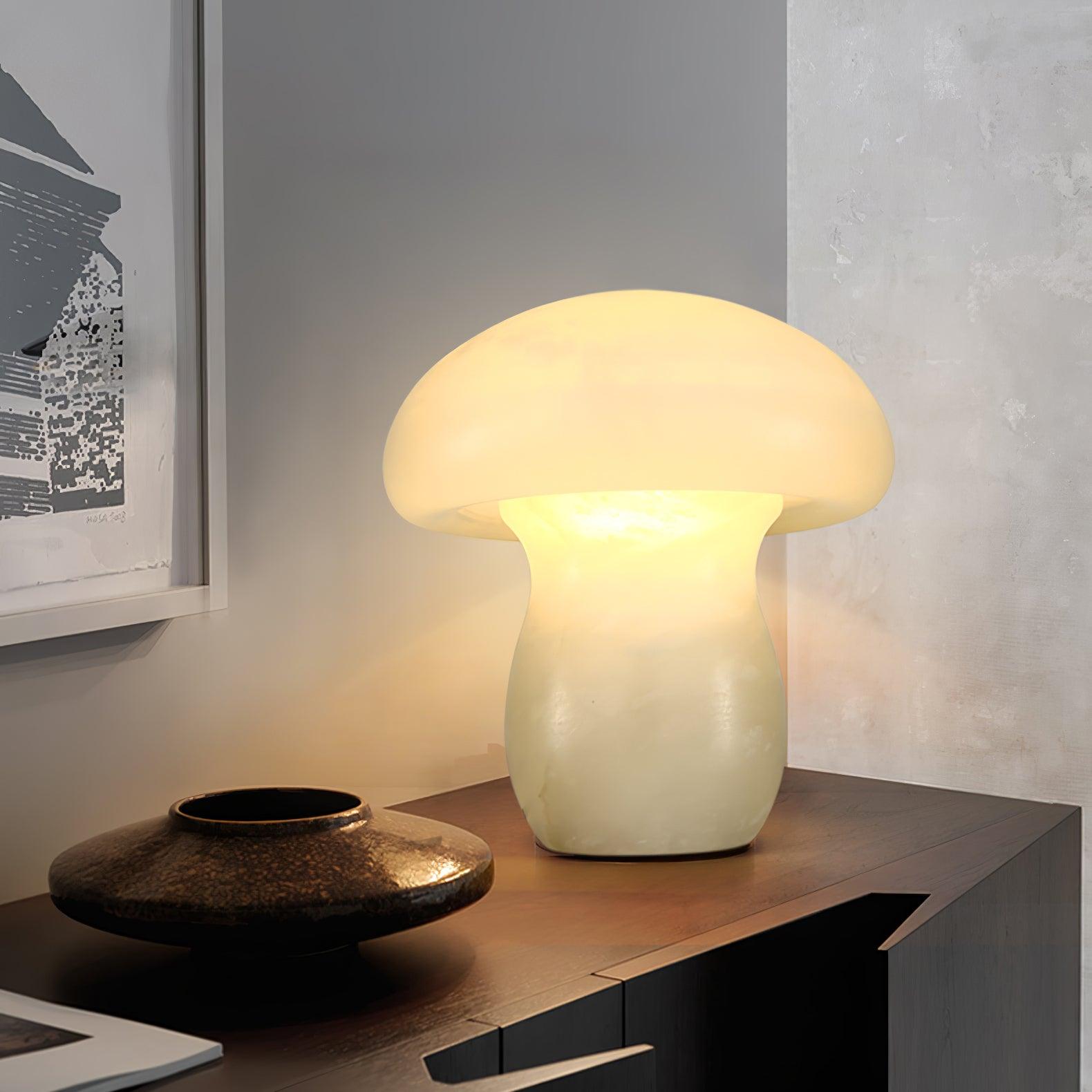 Alabaster Mushroom Table Light, Bedside Table Lamp, detail 15
