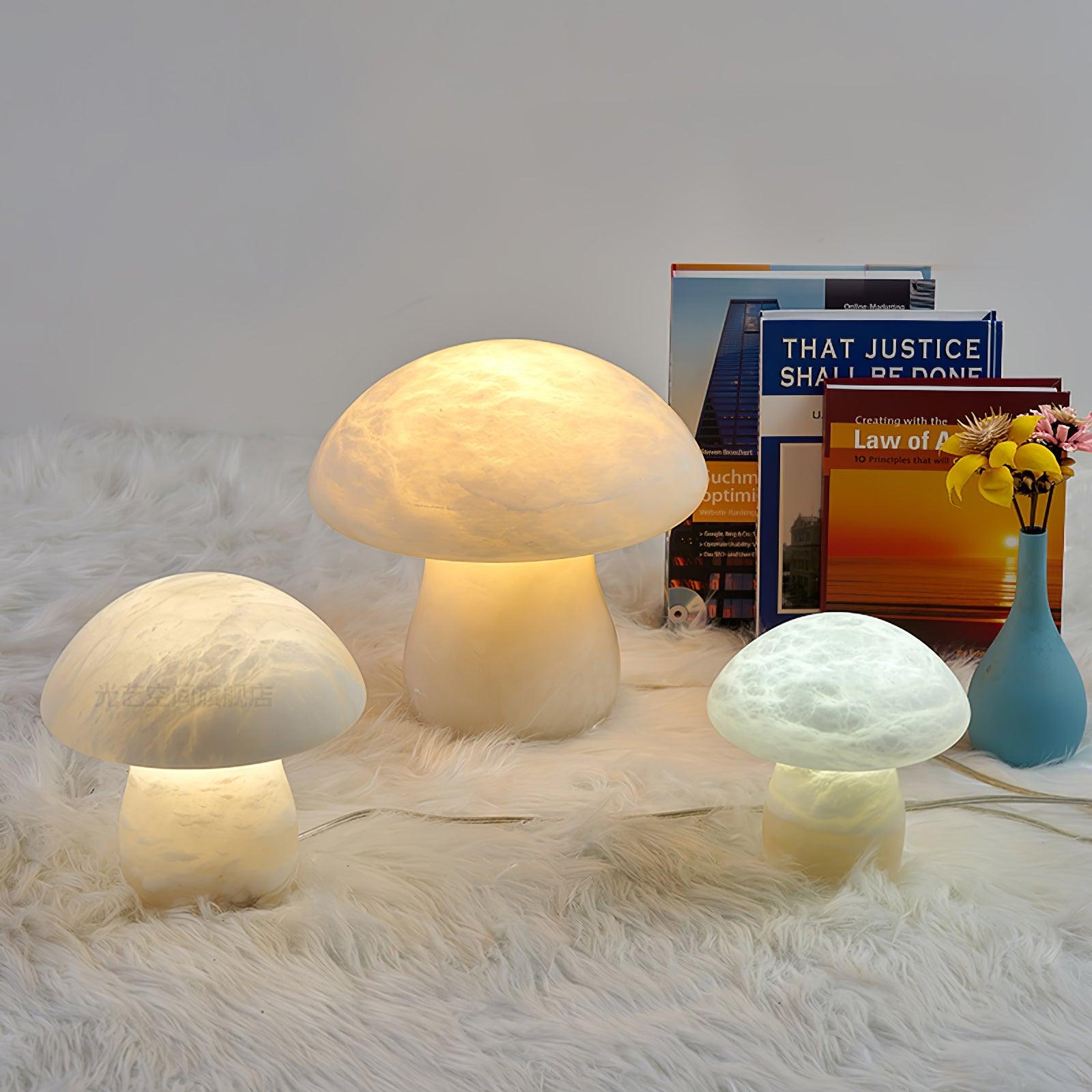 Alabaster Mushroom Table Light, Bedside Table Lamp, detail 19