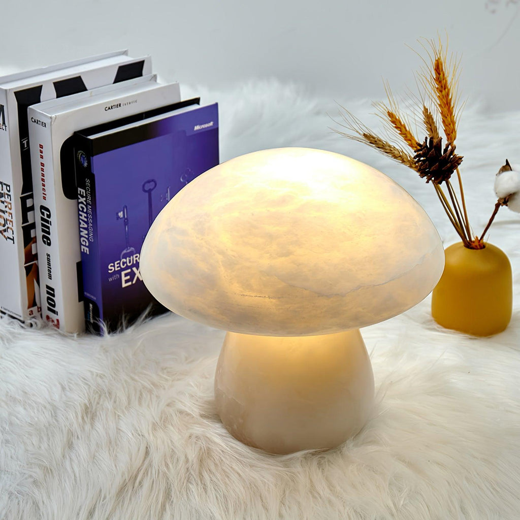 Alabaster Mushroom Table Light, Bedside Table Lamp, detail 7