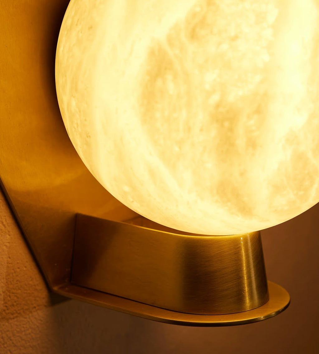 Alabaster Orb Alabaster Wall Light, Hardwired Wall Sconce, detail 6