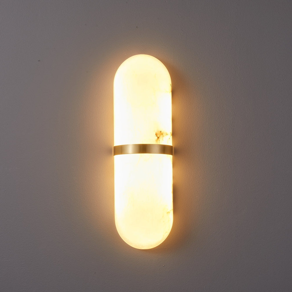 Alabaster Pill Wall Light, Hardwired Wall Sconce, detail 35