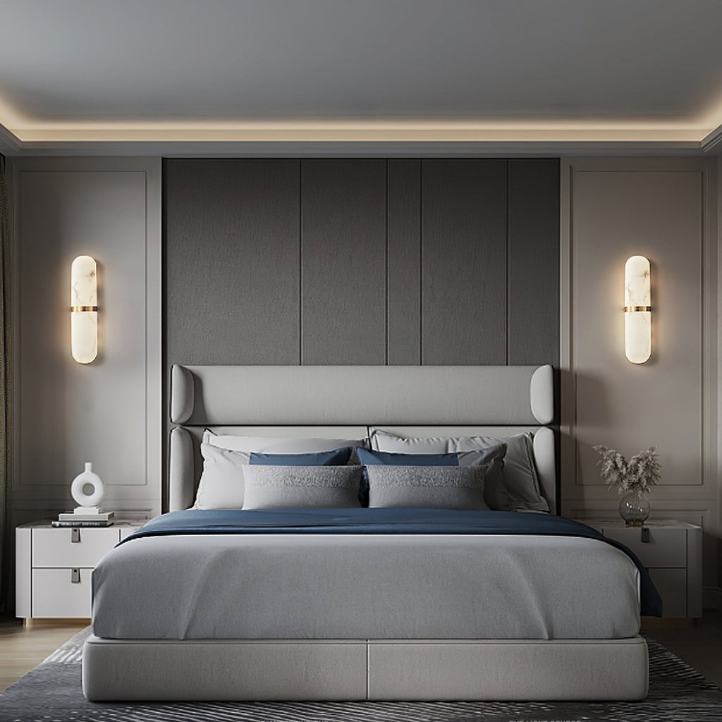 Alabaster Pill Wall Light, Hardwired Wall Sconce, detail 21