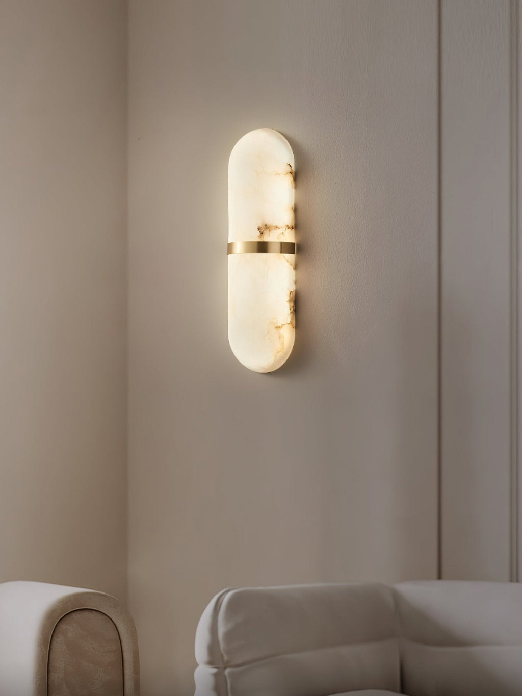 Alabaster Pill Wall Light, Hardwired Wall Sconce, detail 22