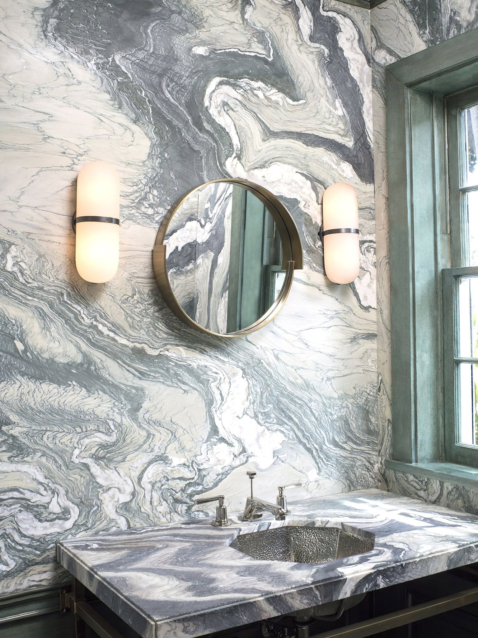 Alabaster Pill Wall Light, Hardwired Wall Sconce, detail 23