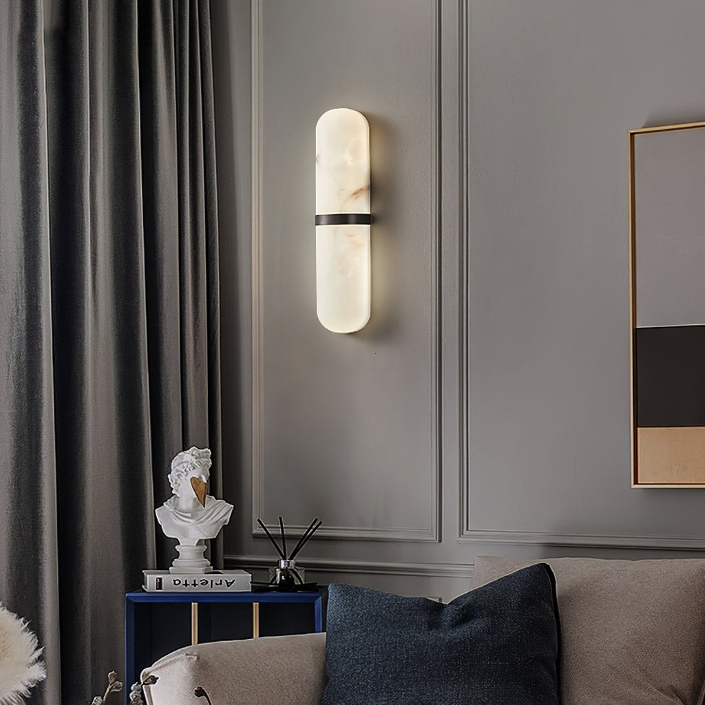 Alabaster Pill Wall Light, Hardwired Wall Sconce, detail 24