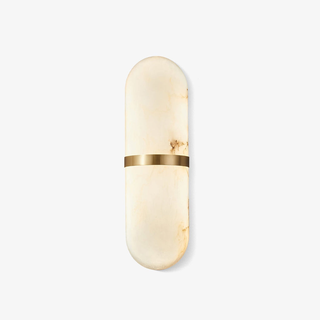 Alabaster Pill Wall Light, Hardwired Wall Sconce, Metal, Dia 9cm x H 40cm