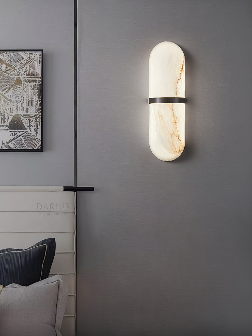 Alabaster Pill Wall Light, Hardwired Wall Sconce, detail 41