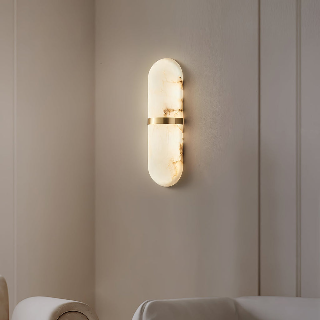 Alabaster Pill Wall Light, Hardwired Wall Sconce, detail 33