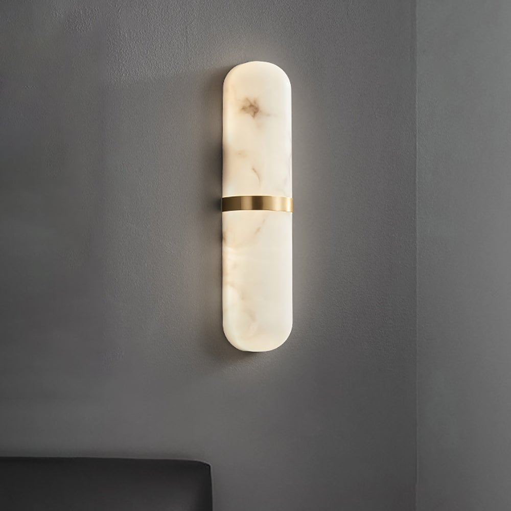 Alabaster Pill Wall Light, Hardwired Wall Sconce, detail 10