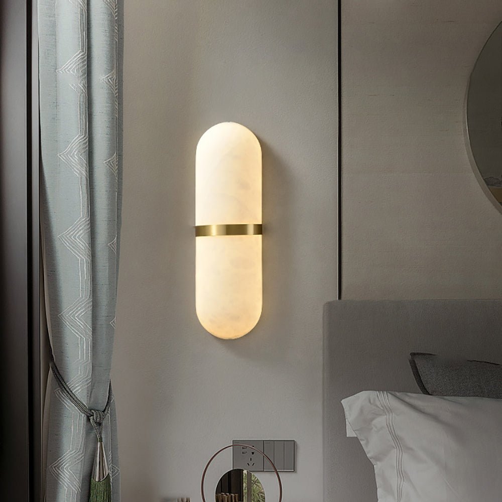 Alabaster Pill Wall Light, Hardwired Wall Sconce, detail 2