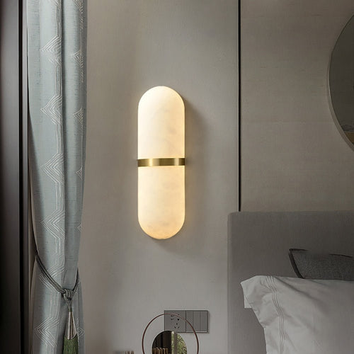 Alabaster Pill Wall Light, Hardwired Wall Sconce, detail 2