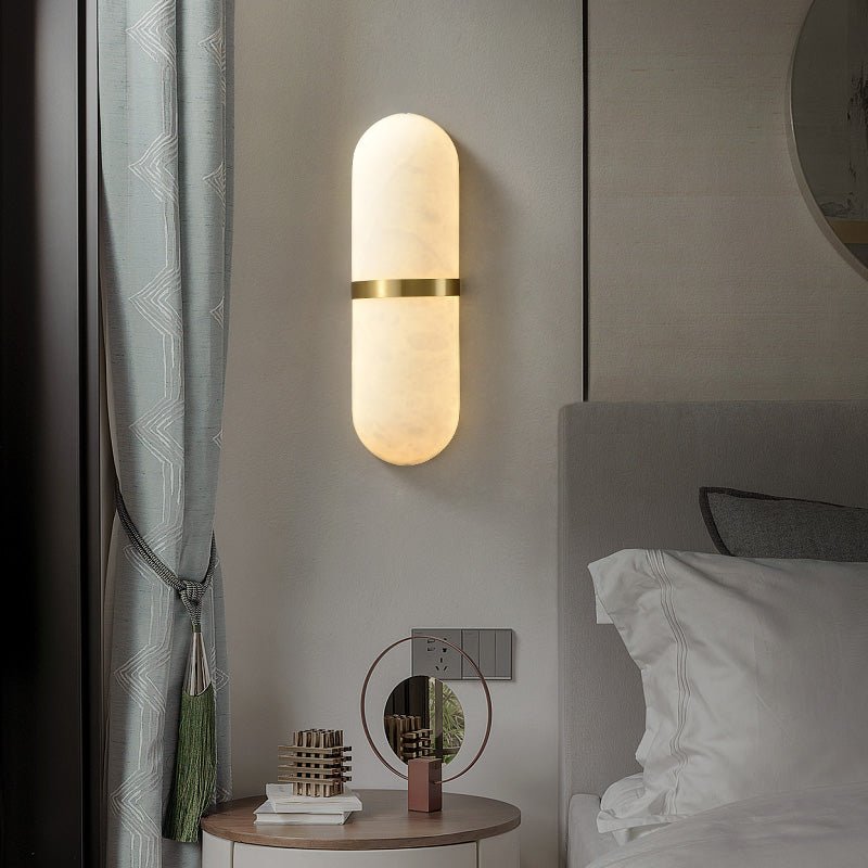 Alabaster Pill Wall Light, Hardwired Wall Sconce, detail 3