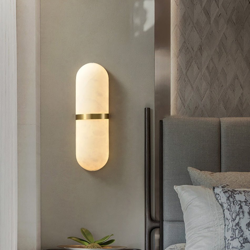 Alabaster Pill Wall Light, Hardwired Wall Sconce, detail 16