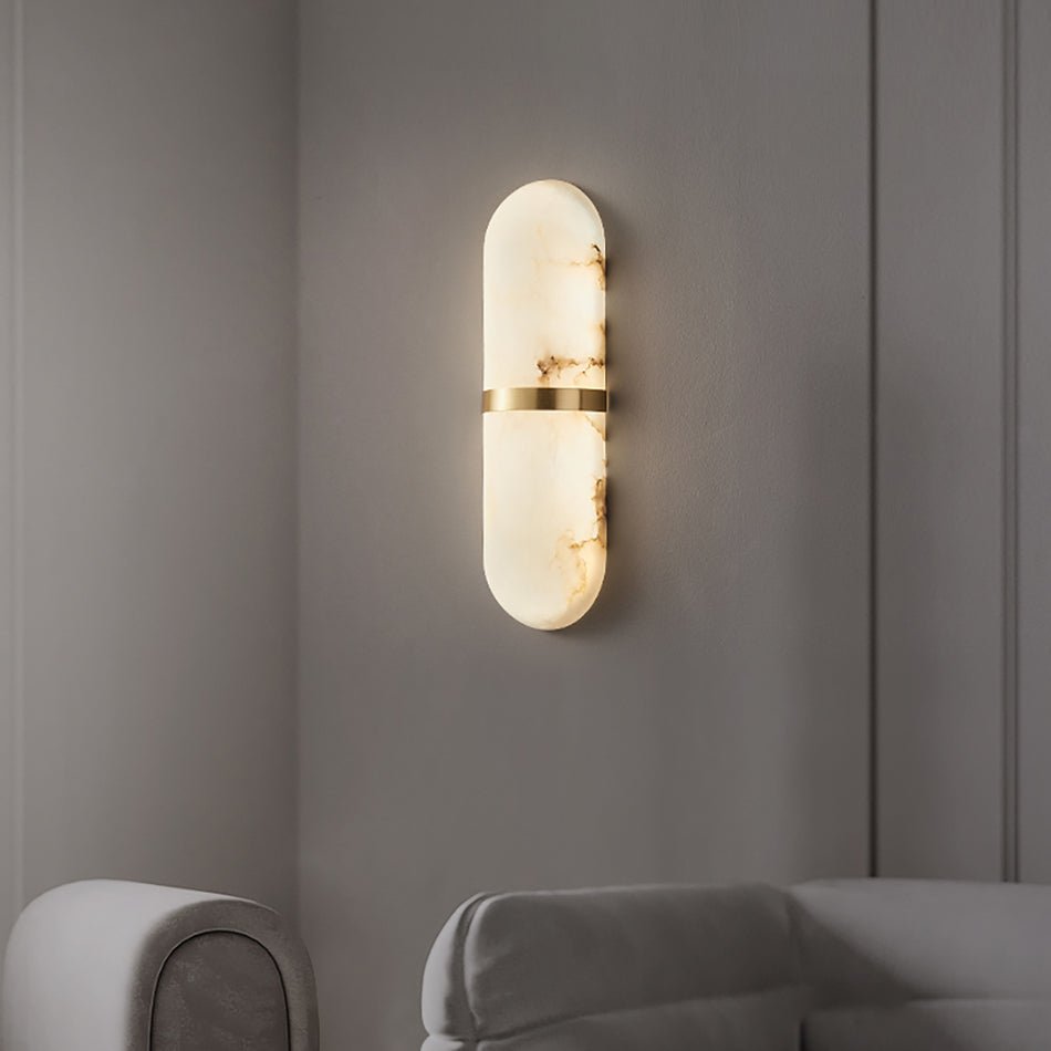 Alabaster Pill Wall Light, Hardwired Wall Sconce, detail 18