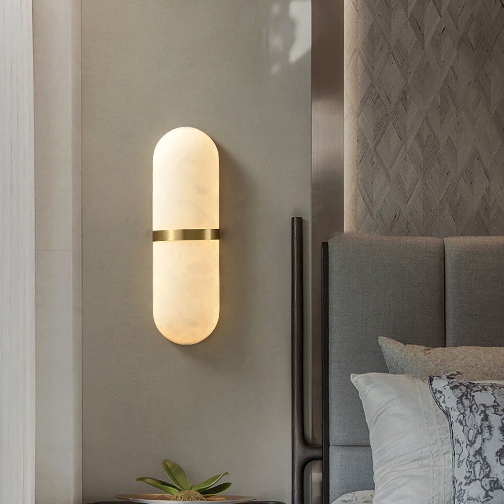 Alabaster Pill Wall Light, Hardwired Wall Sconce, detail 5