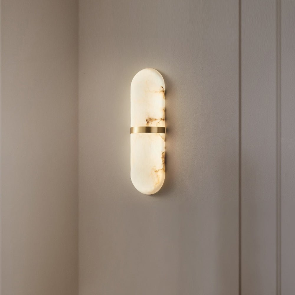 Alabaster Pill Wall Light, Hardwired Wall Sconce, detail 7