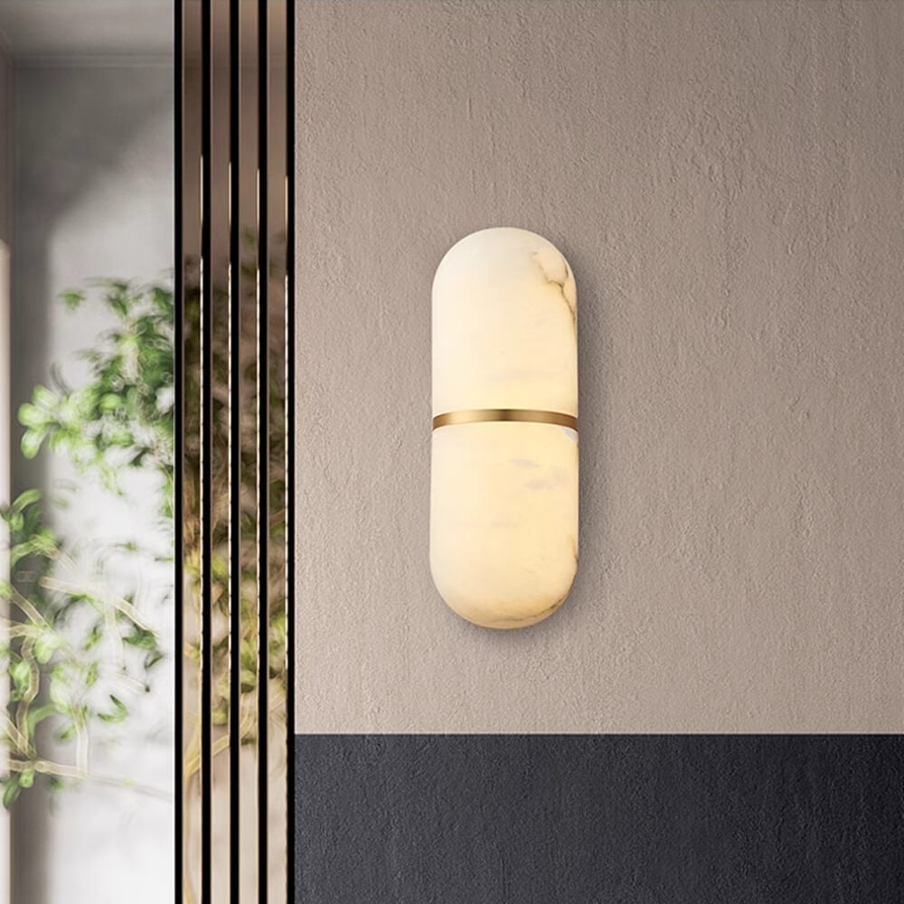Alabaster Pill Wall Light, Hardwired Wall Sconce, detail 26