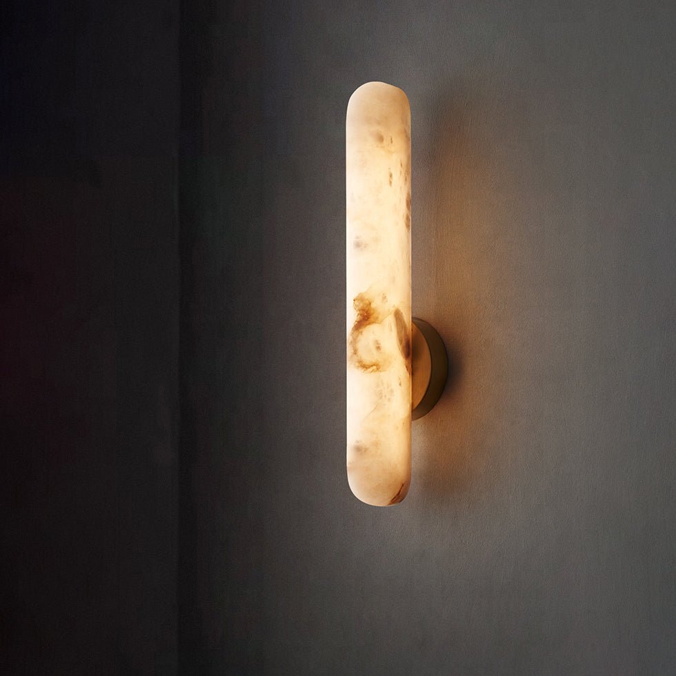 Alabaster Rod Wall Light, Hardwired Wall Sconce, detail 2