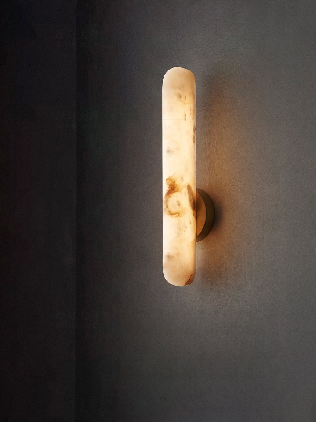 Alabaster Rod Wall Light, Hardwired Wall Sconce, detail 5