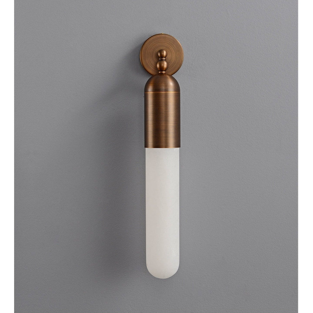 Alabaster Sculpted Tube Wall Light, Hardwired Wall Sconce, detail 11