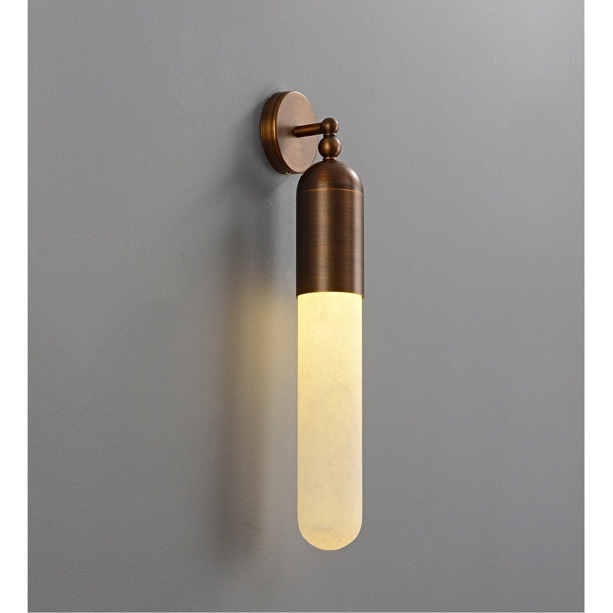 Alabaster Sculpted Tube Wall Light, Hardwired Wall Sconce, detail 12