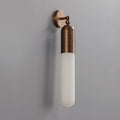 Alabaster Sculpted Tube Wall Light, Hardwired Wall Sconce, Brass, Dia 8cm x H 48cm